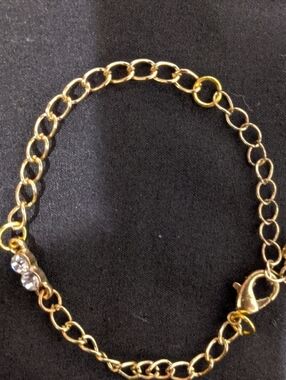 Gold-Tone Women's Chain Bracelet with Crystal Accent